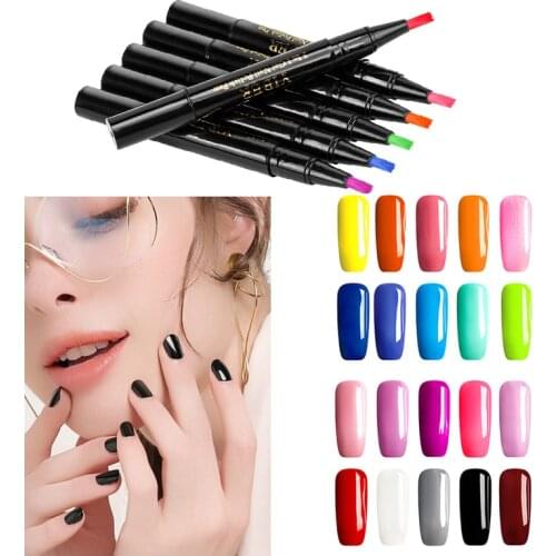 3 In 1 Nail Polish One Step Gel Nail Varnish Pencil Polish Hybrid Easy Use UV Gel Paint 20Color Glitter Rubber Nail Pencil TSLM1