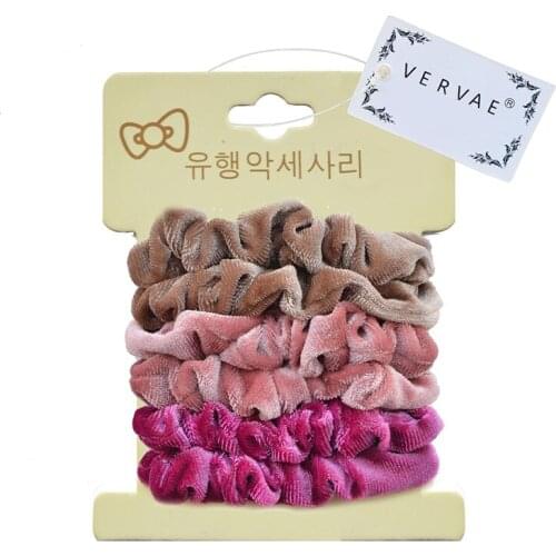 6 Pcs Velvet Scrunchie Pack for Women Elastic Hair Bands Girls Cute Hair Accessories Solid Hair Ties Scrunchies 2020 VERVAE