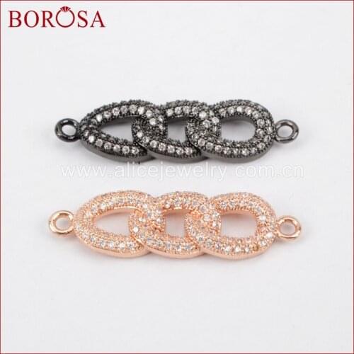 BOROSA interlink spacer connector cz micro pave cubic zirconia crystal connector double bails for bracelet jewelry making WX422