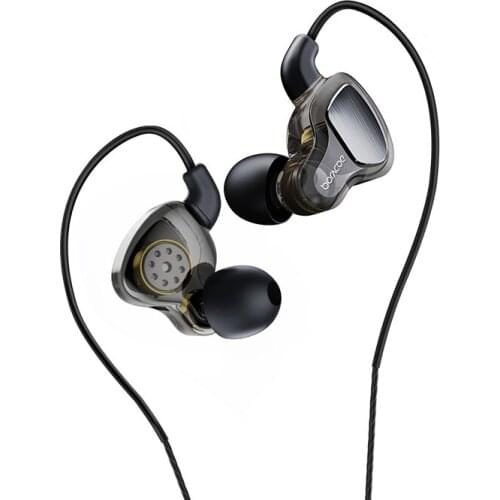 3.5mm Over-Ear Sport Earphone Quad-Core Dual-Moving Coil Subwoofer Headset HiFi Noise Reduction Headphone with Mic