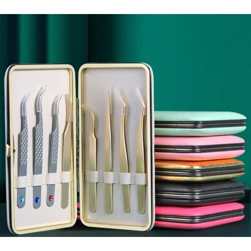Makeup Eyelashes tweezer Tools Bag EyeLash Extension Tweezers Case Cosmetic Tool Storage Box For tweezer kit Wholesale OEM