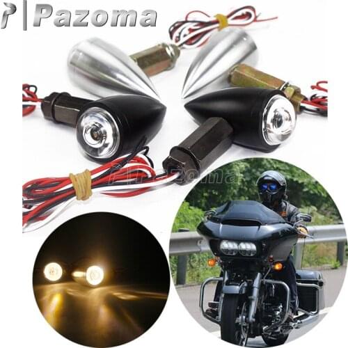 Motorcycle LED Turn Signal Indicators 12V Bullet Amber Blinker Flashers Lamp Universal For Harley BMW Honda Yamaha 10mm Hole