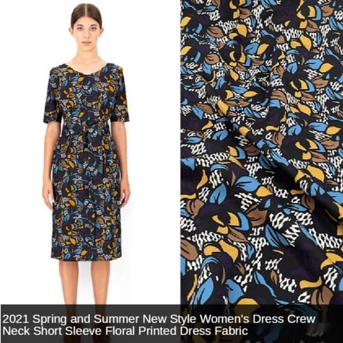 145cm Wide 2021 Spring/Summer New Womens Printed 100% Polyester Fashion Dress Handmade DIY Sewing Fabric Alibaba Express