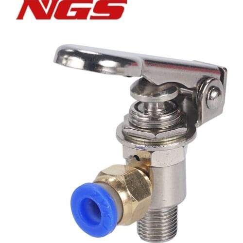 Exhaust valve 3 Way M5 Female 1/8" Male Thread Button Switch TV-3P Air Pneumatic Mechanical Valve w Fiittings