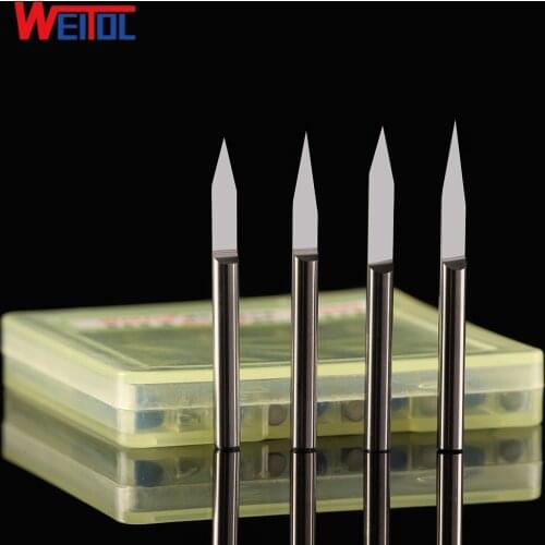 Weitol free shipping N 10pcs/lot 3.175mm Flat Bottom Engraving Bits PCB carbide carving cutter V Cutting Knife CNC router bits