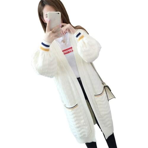 Ladies cardigans plus size high quality women cardigan long coat female spring-fall women fashion sweater stripe knitted K4321