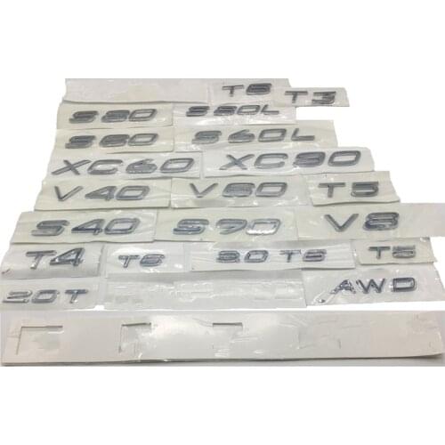 Car Rear Boot Trunk Lid Letters Badge Emblem Logo For VOLVO S40 S60 XC90 XC60 V60 V40 S80 T3 T4 T5 T6 2.0T 2.5T AWD Car styling