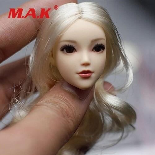 1/6 Scale Girl Head Sculpt Silver Hair Female Headplay Model with Movable Eyes For 12 Inches Action Bodys In Stock