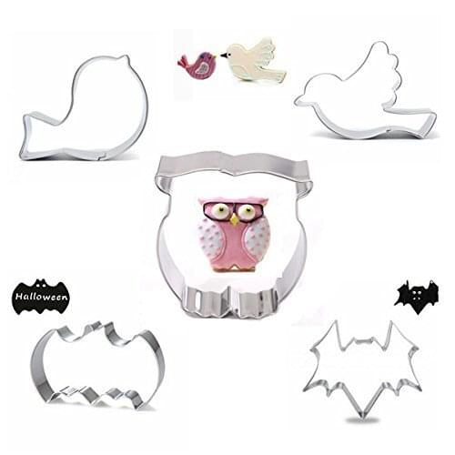 5Pcs/set Bird Bat Stainless Steel Cookie Cutter Mold Biscuit Fondant Cutter Cake Decorating Tool Halloween ZH036