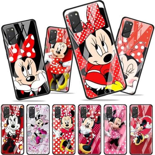 Red Minnie Mouse Tempered Glass Cover For Samsung Galaxy A01 A11 A21S A21 A31 A41 A51 A71 A81 A91 Phone Case