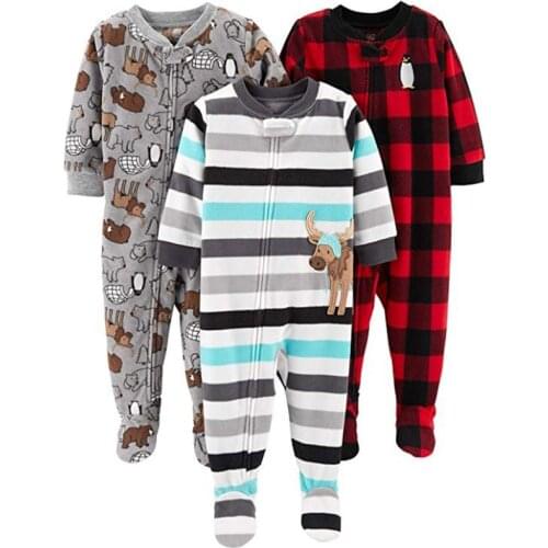 Children carte boys and girls fleece Siamese climbing clothing with foot warm pajamas baby leotard Romper bag fart long climb