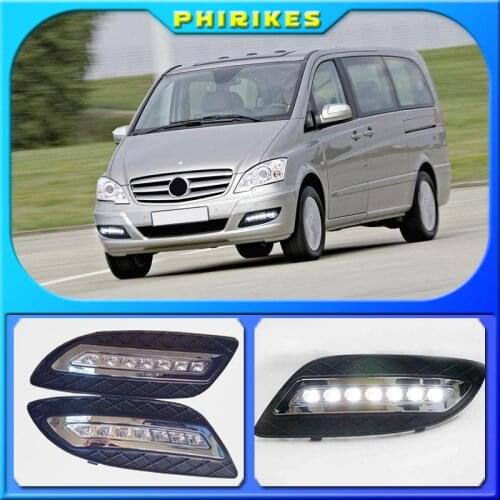 2Pcs For Mercedes Benz viano 2011 2012 2013 2014 12V Daytime Car Light Car LED DRL Fog Lamp Decoration Running Light