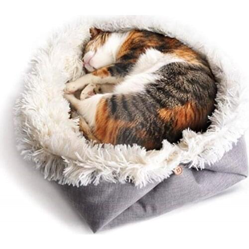 Pet Dog Bed Warming Dog House Soft Nest Blanket Long Plush Sleeping Mat Dog Baskets Winter Warm Kennel For Cat Puppy
