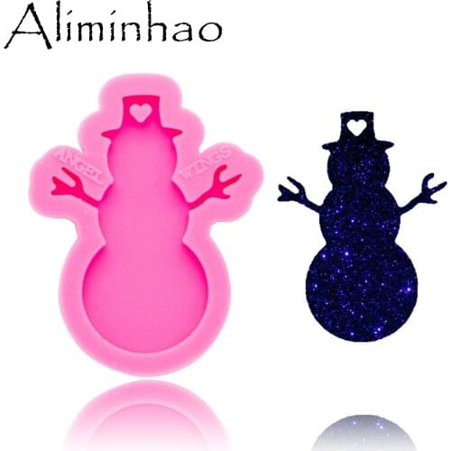 DY0254 Shiny Christmas decoration snowman mold Silicone Molds DIY epoxy mould craft keychain resin