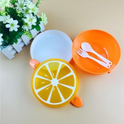 MICCK Eco-friendly 2 Layer Lemon Pattern Lunch Box Bento Box Fruit Food Container Salad Box With Spoon For Kids Picnic Gift