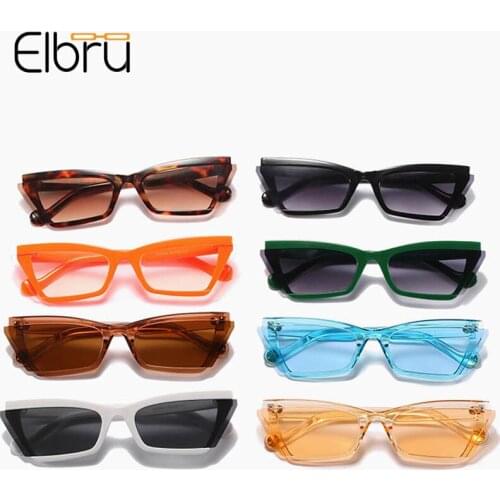 Elbru Fashion Vintage Small Cat Eye Sunglasses Brand Designer Fashion Colorful Eyewear For Women Men Sunshades UV400 Sun Glasses