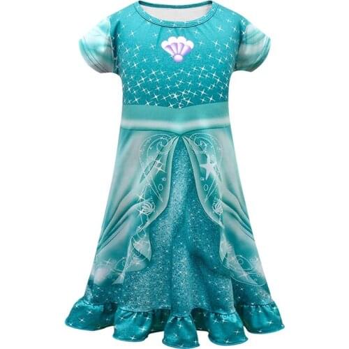 Cotton Princess Dresses for Girls Cartoon Mermaid Costumes Clothes