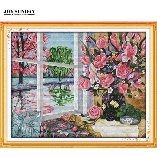 Joy Sunday blossom Oil Painting Patterns Counted Cross Stitch kit 14CT 11CT DMC Wholesale Cross stitch kit Embroidery Needlework