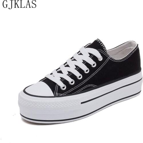 Woman Vulcanize Canvas Shoes Platform Sneakers White Black Shoes for Women Chunky Sneakers Flats Women Shoes Casual Sports