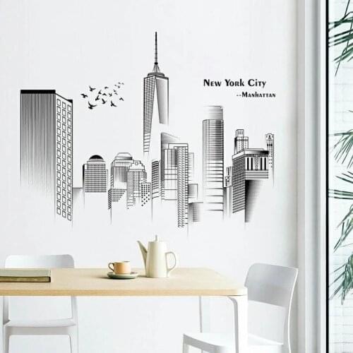 Creative Wall Stickers Simple Line Modern City Self-Adhesive TV Sofa Background Home Decoration Porch Living Room Decor Stickers