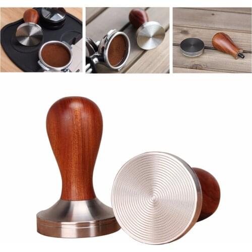 304 Stainless Steel Acid branch Coffee Powder Hammer Solid Wood Handle Tamper 58.3mm Thread Barista Espresso Accessory Tools