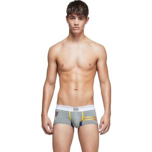 SROEAN New Mens Underwear Soid Color Boxer Fashion Sexy Low-Waist U-convex Boxer Shorts Cotton Breathable Comfortable Boxers