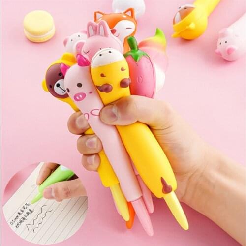 Squishy Kawaii Gel Pen Student School Supplies Soft Office Stationery Cute Stress Relief Pen Cartoon Creative Stationery