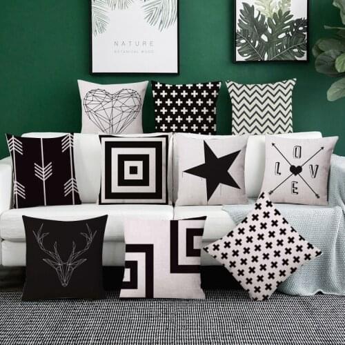 Nordic Cotton Plush Home Cushion covers Black Geometric pillow cover Sofa decorative pillow case car pillowcase throw pillows