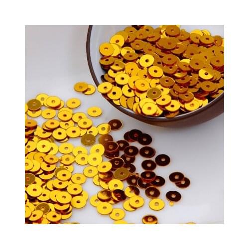New Arrival-50g 5mm Flat Round Loose Sequins Paillettes Glitter Accessories 14# Gold Confetti
