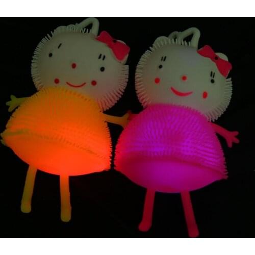 New funny light up toys soft rubber glowing bouncy balls mix color flash luminous cat maomao ball for party supplies F20172980