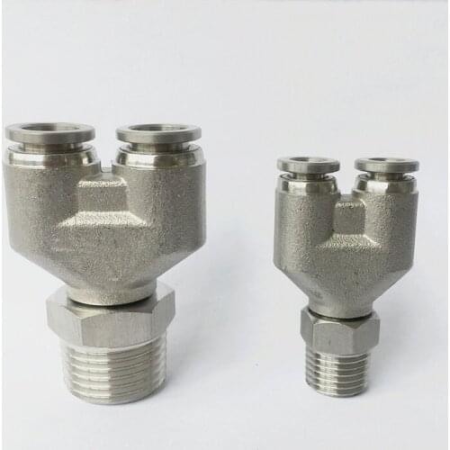 4mm 6mm 8mm 10mm 12mm To 1/8" 1/4" 3/8" 1/2" BSP Male 304 Stainless Steel Y Type Air Pneumatic Push In Fitting Quick Connector