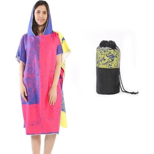 Microfiber Wetsuit Changing Robe Towel Poncho with hood Quick Dry Hooded Towels for Swim Beach Surf Compact Lightweight 85*100cm