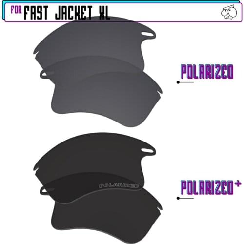 EZReplace Polarized Replacement Lenses for - Oakley Fast Jacket XL Sunglasses - BlackP Plus-BlackIRP