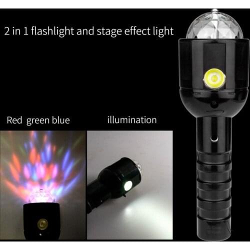 Portable Powerful flashlight 2 in 1 RGB lighting effect DJ Led disco light party show home laser projector Stage Lighting Effect