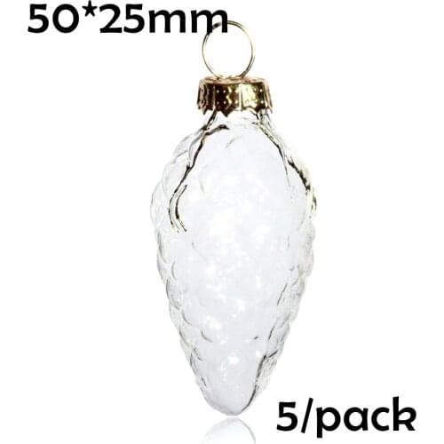 Promotion - Christmas Tree Xmas Ornaments Glass Decoration 50*25mm Hanging Pinenut Ornament, 5/Pack