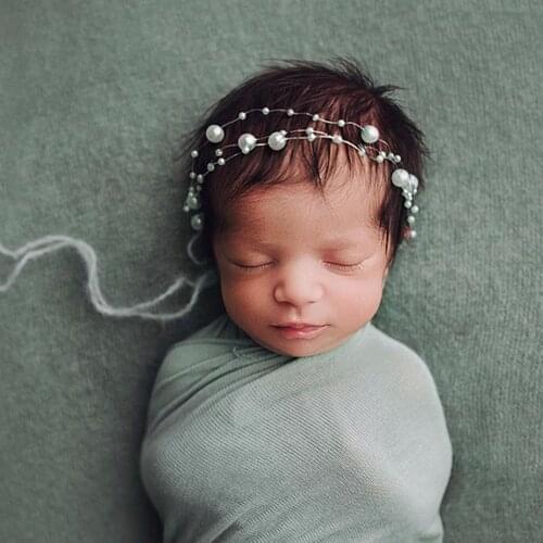 Newborn Photography Prop DIY Baby Pearl Headband Cute Princess Baby Girls Headdress Infants Studio Photo Shooting Accessories
