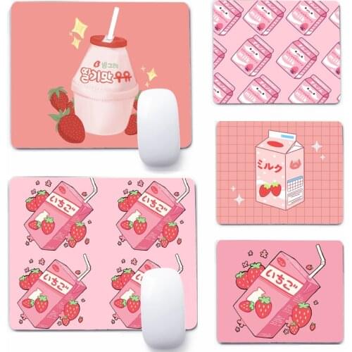 Pink Strawberry Milk 22x18cm Mouse Pad Computer Small Mouse Non-slip Pad Desktop Keyboard Pad Office Mouse Mat