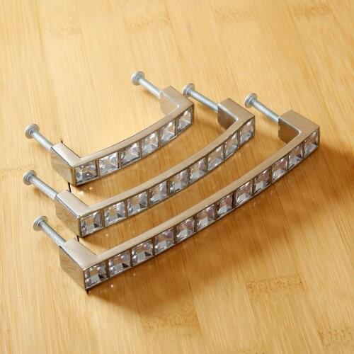 Modern U-Shaped Crystal Diamond Door Knob Cabinet Kitchen Wardrobe Cupboard Pull Handles Furniture Handles and Knobs 64/96/128mm