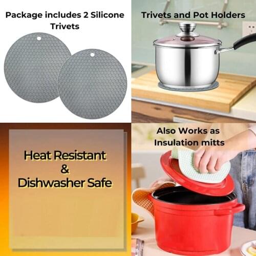 Silicone Dish Drying Mat for Kitchen 16.9 InchX13.15 Inch and 2 Silicone Trivets Pot Holders for Kitchen Heat Resistant