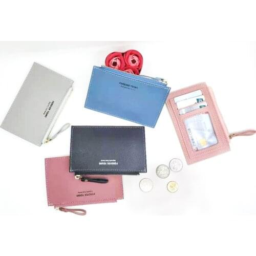 Ultra-thin womens card holder PU leather neutral zipper business card case mens credit card mini card wallet ID card holder