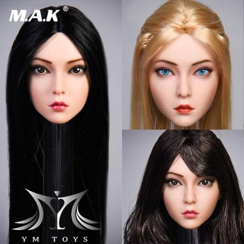 In Stock 1:6 Female Figure The Roses Suntan Head Sculpt Carving YMT029 Planted Hair Model for 12" Female seamless Body Toy