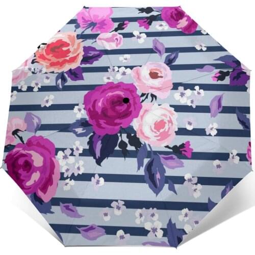 Beautiful Floral Flowers Windproof Automatic Folding Inverted Umbrella Portable Paraguas for Man Woman