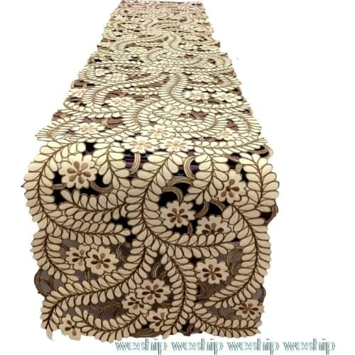 High-end luxury beige embroidery cloth art European home textiles table cloth table runner Dust cover Tissue box