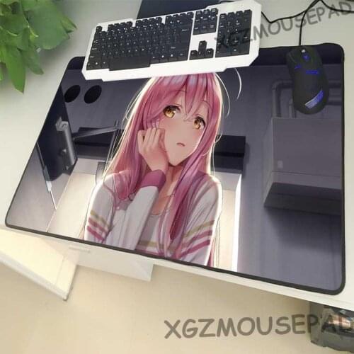 XGZ Promotional Large Size Mouse Pad Lock Side Cartoon Playful Sister Laptop PC Table Mat Cartoon Shy Pink Girl Rubber Non-slip