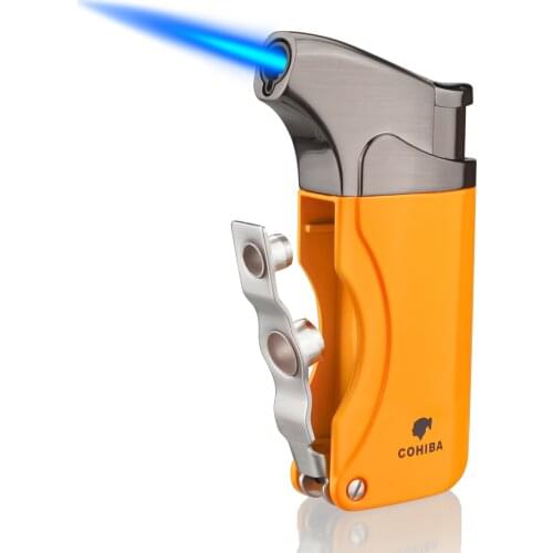 COHIBA Cigar Lighter Jet Flame Portable Butane Torch Lighter with Punch Mini Metal Cigarette Lighterr for Gift Box
