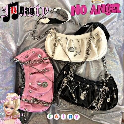 Harajuku Womens Girl Shoulder Bags Handbags Bags Messenger Bag Y2K girl metal punk bag female butterfly Tuku chain underarm bag