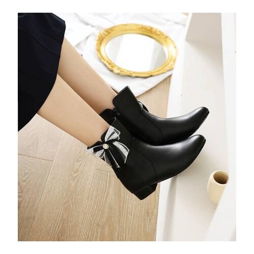 Autumn And Winter The New fashion woman Womens shoes Womens boots Low-heeled zipper Big Size 28-48 Heel height 2.5cm boots