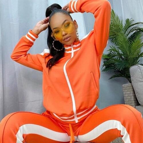 Streetwear 2 Piece Set Women Outfits Matching Sets Zip Cold Shoulder Top and Sweatpants Suit Sportwear Casual Tracksuit Female