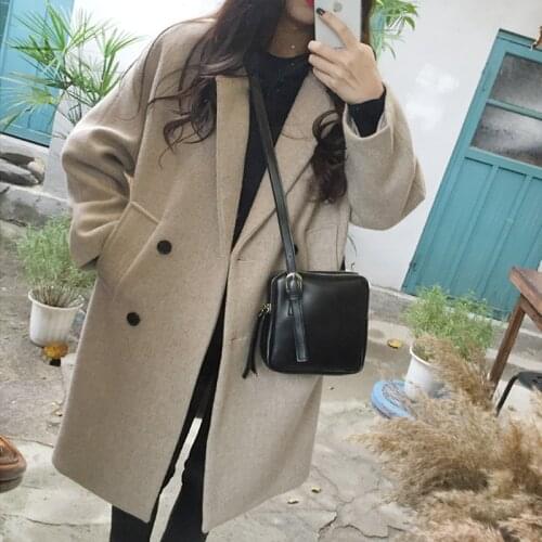 Women Fashion Slim Wool Blend Coat Casual Ladies Work Wear Autumn and Winter Women Coats and Jackets Outwear