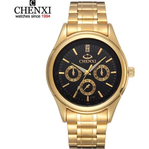 Gold watches men Casual fashion full stainless wristwatch Waterproof luxury gold Business clock Relogio Masculino quartz-watch